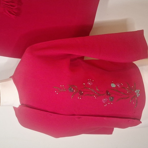 Vintage Lucia Made In Italy Wool 3 Pc. Knit Hand Embroidered Sweater/Skirt Set - Picture 3 of 17